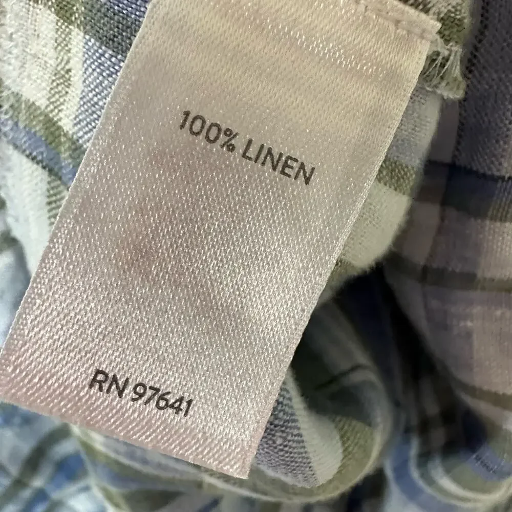 J. Jill Plaid 100% Linen Popover Button Up Tunic Top  Mother of Pearl Size S - Picture 3 of 8